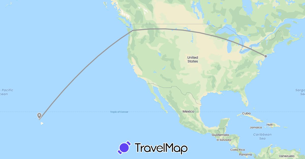 TravelMap itinerary: driving, plane in United States (North America)