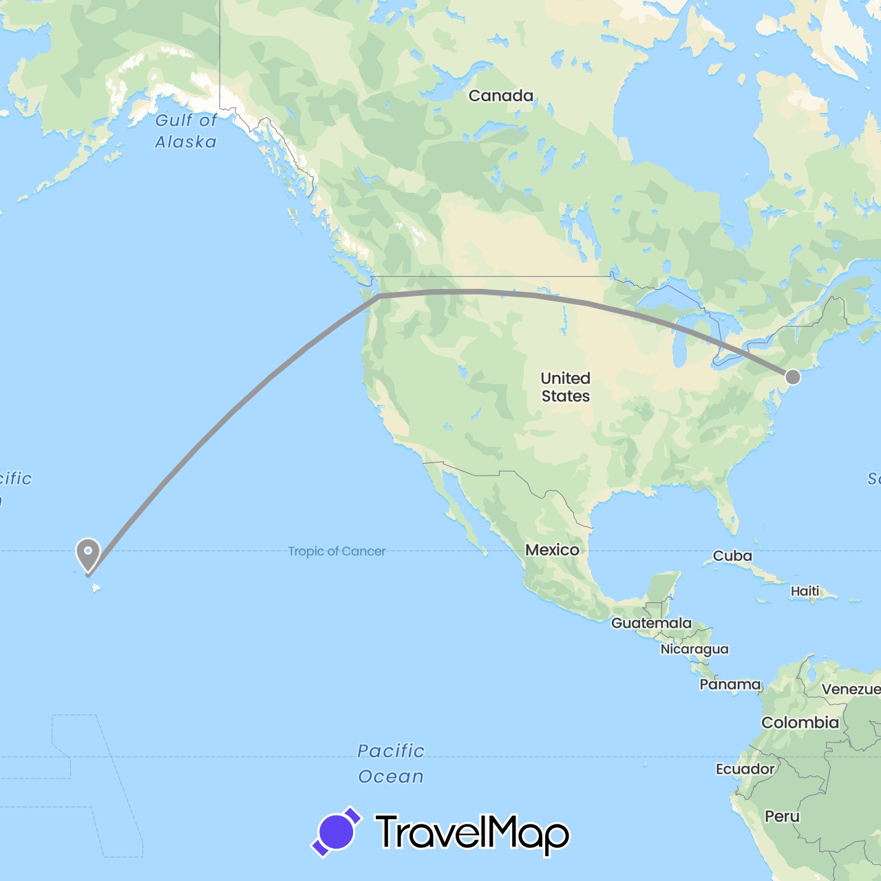 TravelMap itinerary: driving, plane in United States (North America)